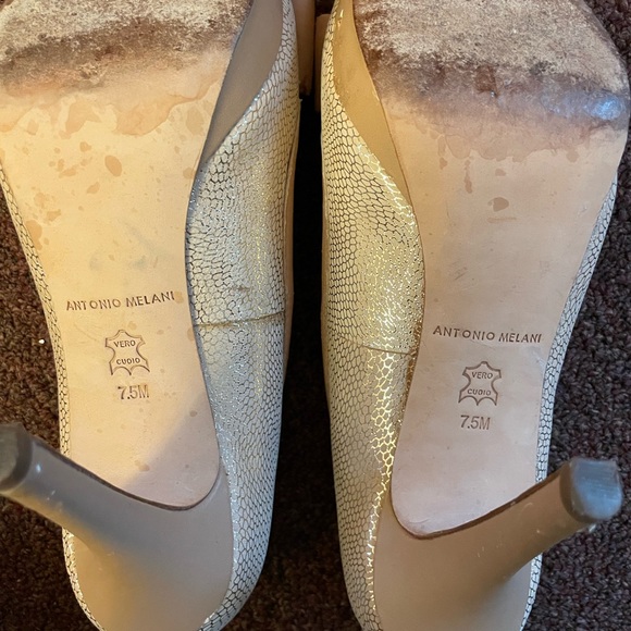Gold Antonio melani heels sz 7.5 - Picture 7 of 9